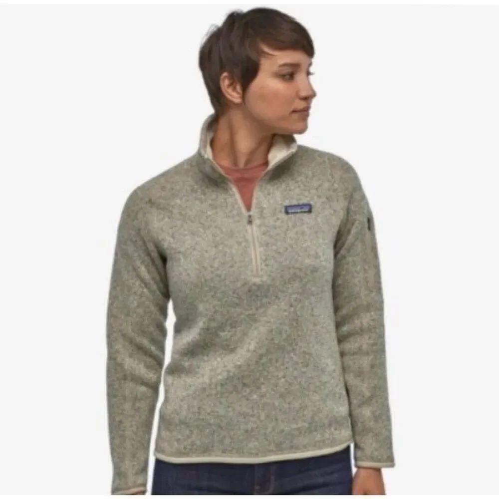 Patagonia Stan & Gray Marled Knit Better Sweater Quarter Zip Pullover sz L EUC